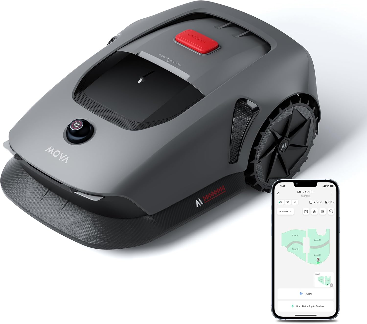 MOVA 600, Rasenmäher Roboter 360° 3D LiDAR Mähroboter ohne Begrenzungskabel  und – Automatisch