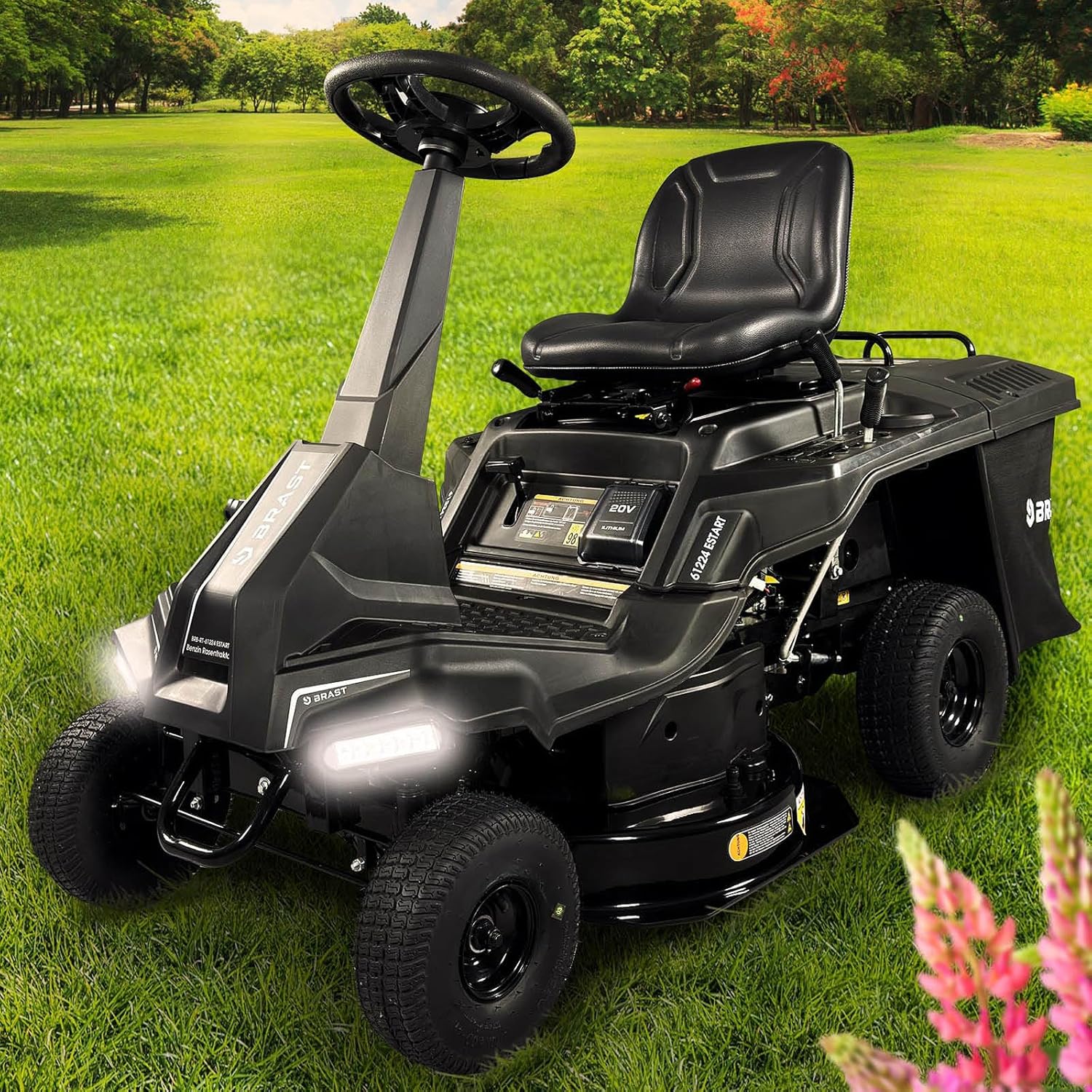 BRAST Benzin Rasentraktor Aufsitzmäher 5,15kW(7PS) Elektrostart XXL Schnittbreit – Automatisch
