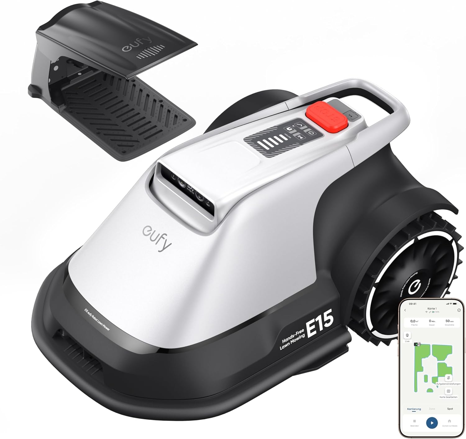 eufy E15 Mähroboter ohne Begrenzungskabel, Garten bis 800m2, Keine Signalausfäll – Automatisch