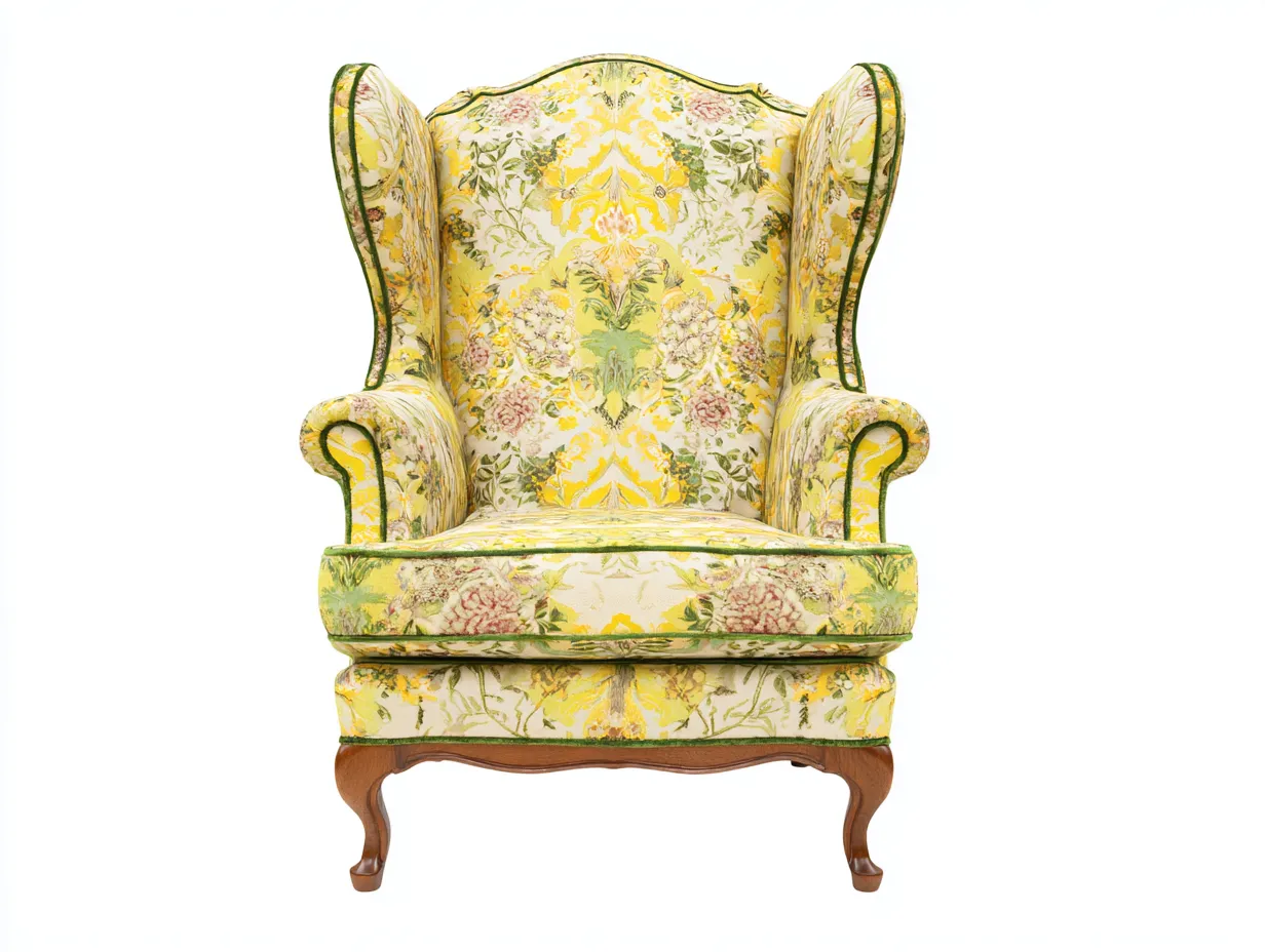 Sessel-Stoff-Holz-86x90x102 cm-Gelb-Grün-klassischer Stil-Loftgetnest