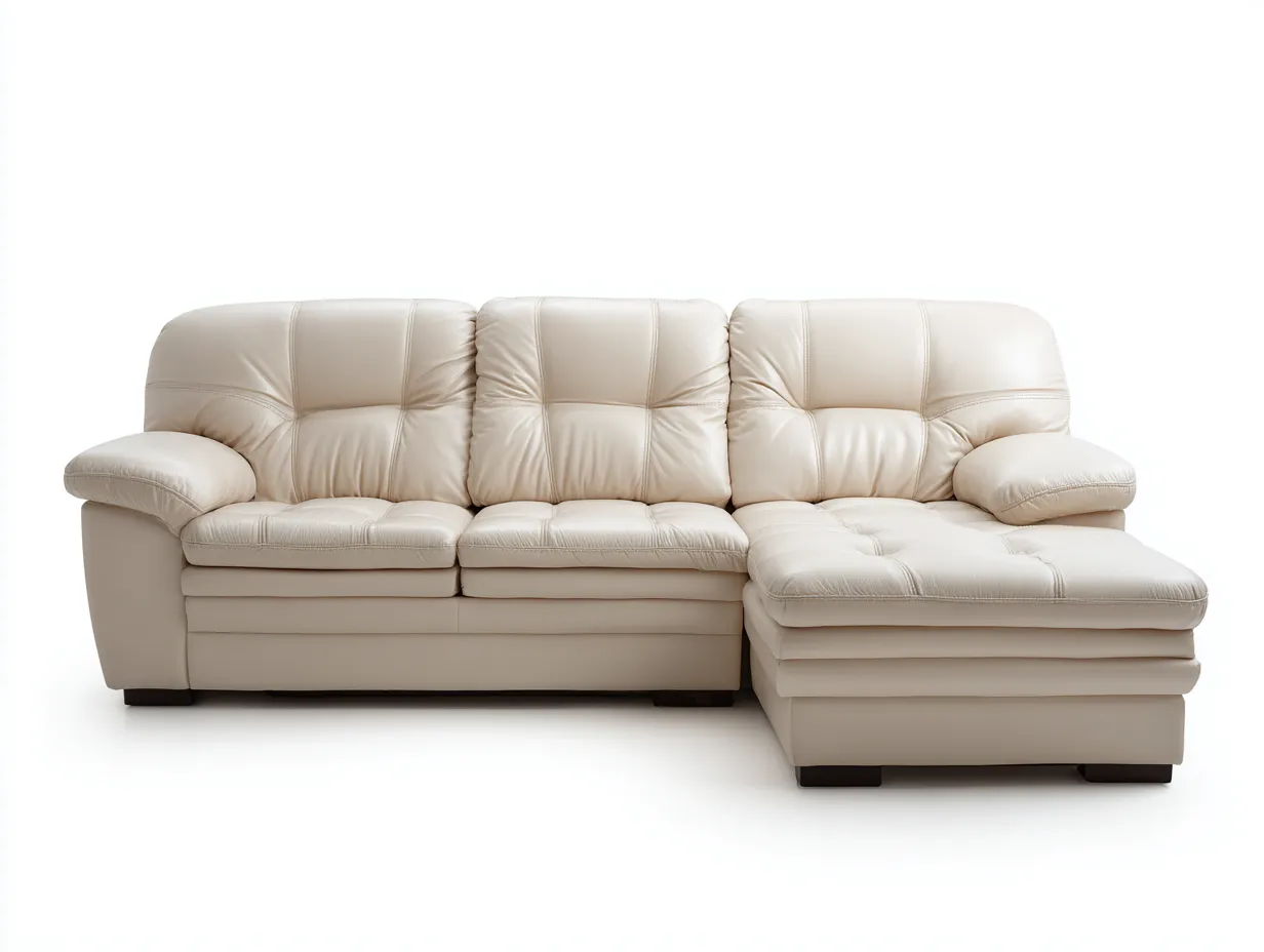 Ecksofa - Leder - 258x158x87 cm - Creme - Modern-Loftgetnest