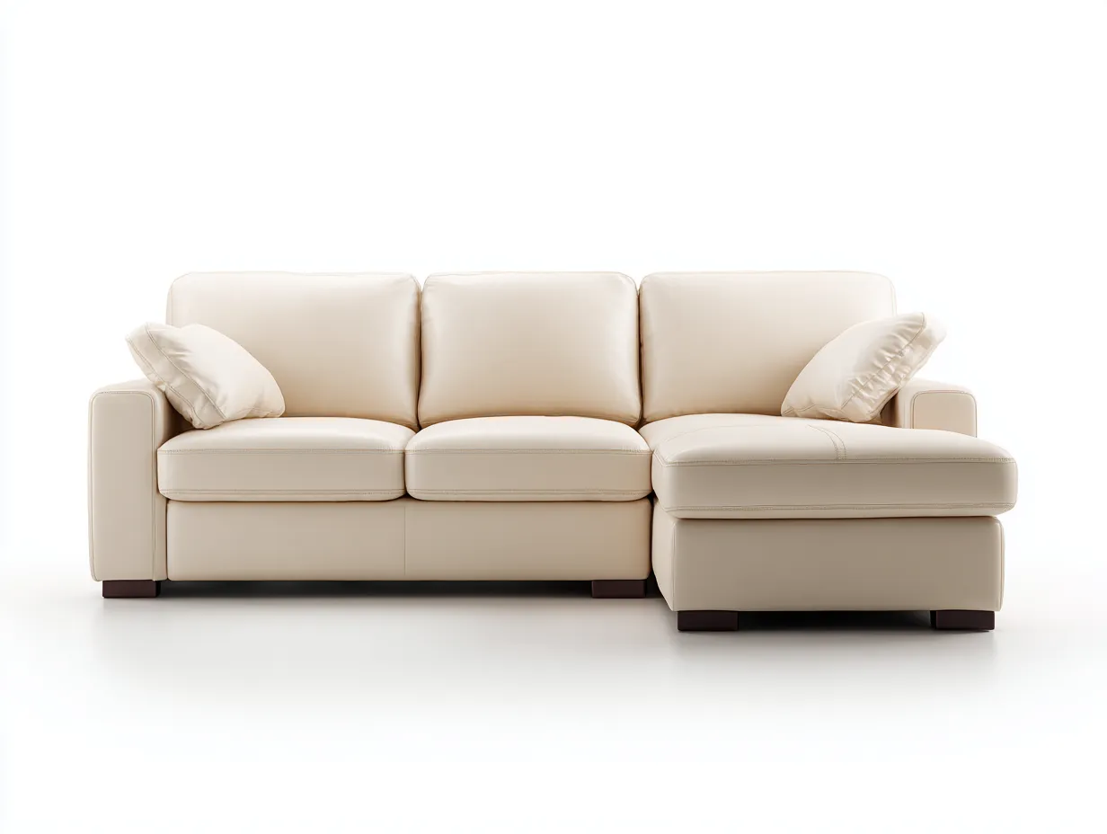 Ecksofa - Leder - 268x164x89 cm - Creme - Modern-Loftgetnest