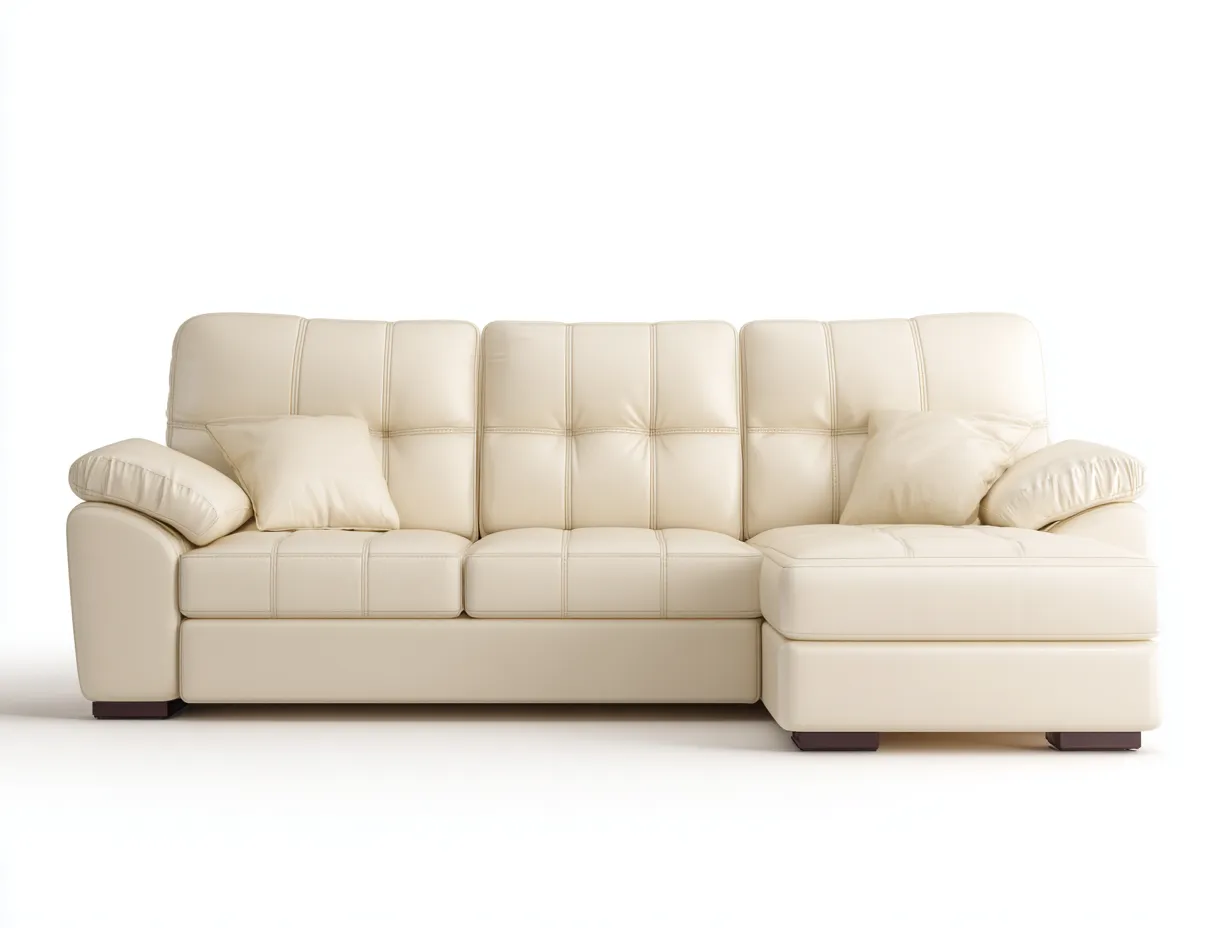 Ecksofa - Leder - 262x162x88 cm - Creme - Modern-Loftgetnest
