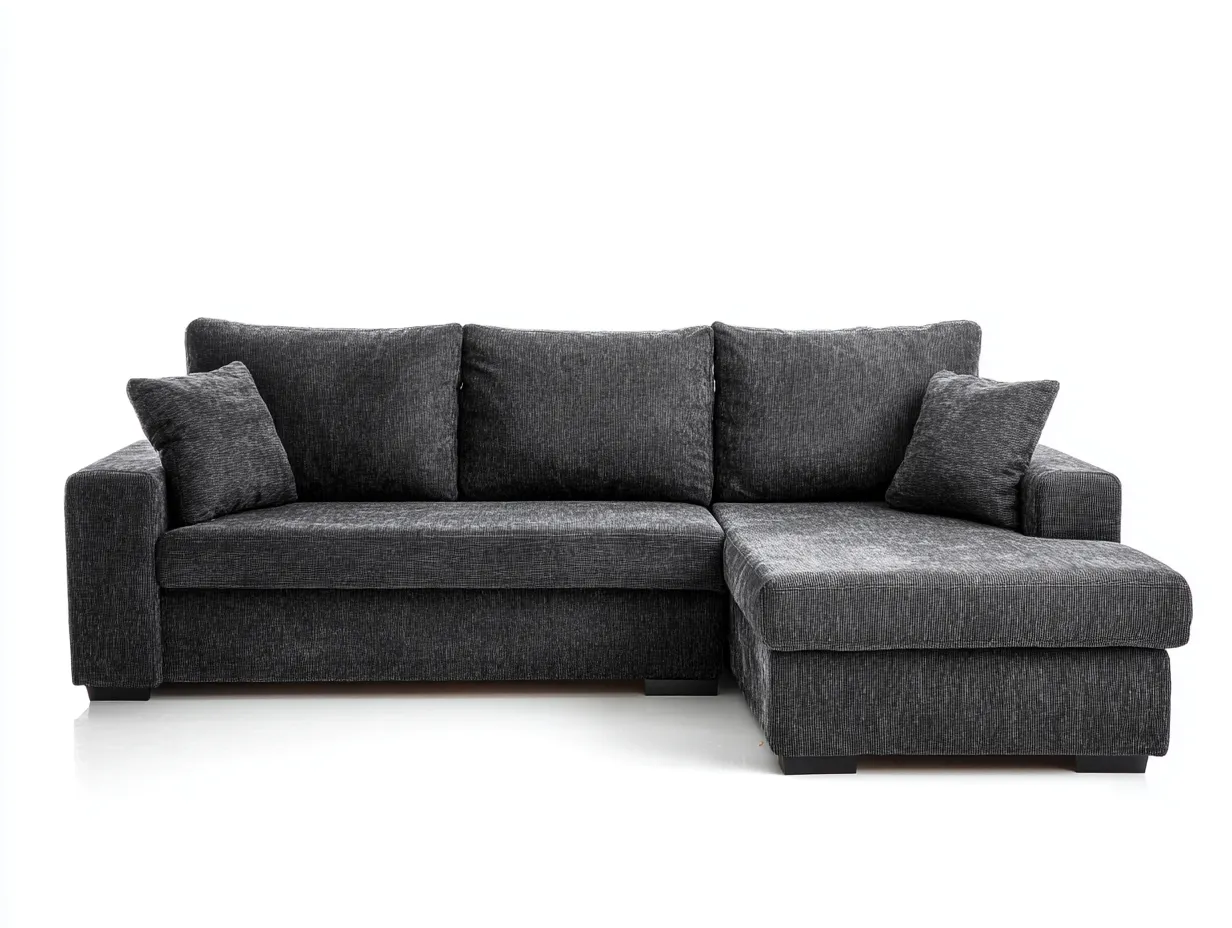 Ecksofa - Stoff - 255x155x85 cm - Dunkelgrau - Modern-Loftgetnest