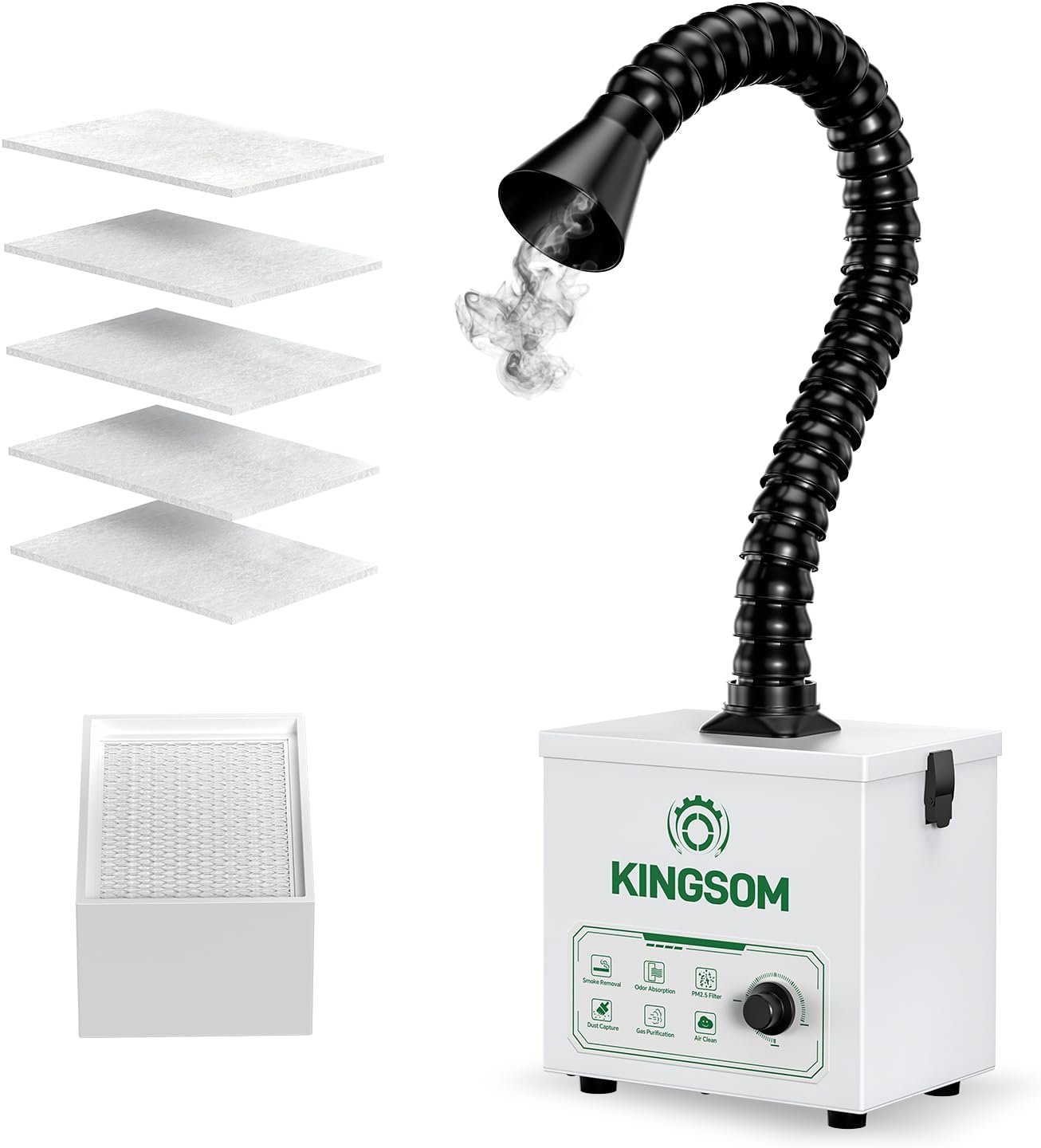 KINGSOM K9 Lötabsaugung 180-210 m3/h Starker Saugkraft Lötrauchabsauger, H13 HEP – Automatisch