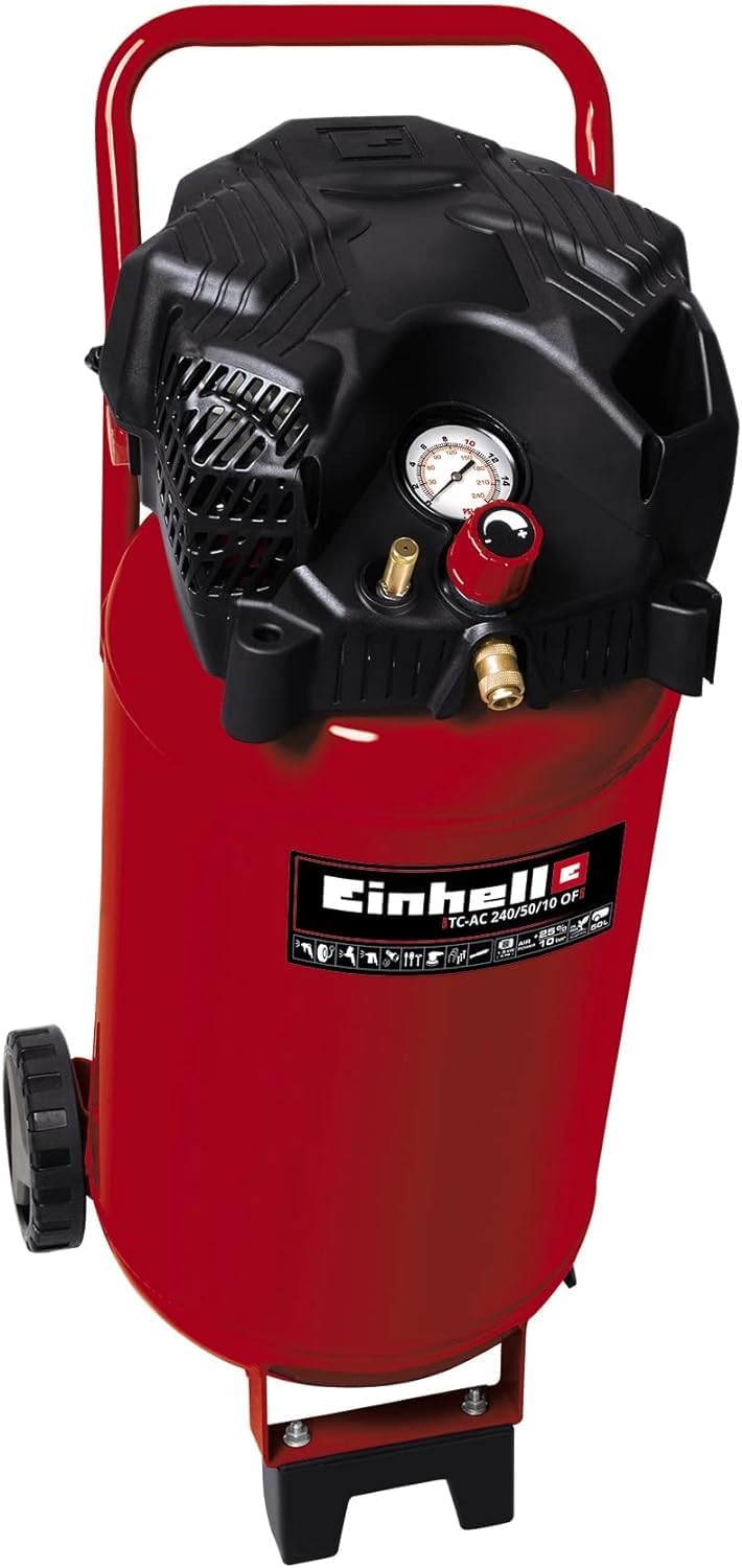 Einhell Kompressor TC-AC 240/50/10 OF (1500 W., max. 10 bar, 50 l-Tank, 240 l/mi – Automatisch