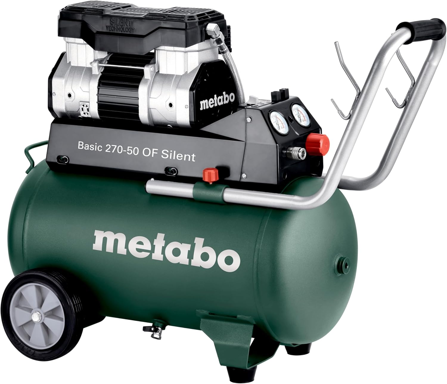 metabo Kompressor Basic 270-50 OF Silent - 50L Kessel, 10 bar Druck, 130 l/min F – Automatisch