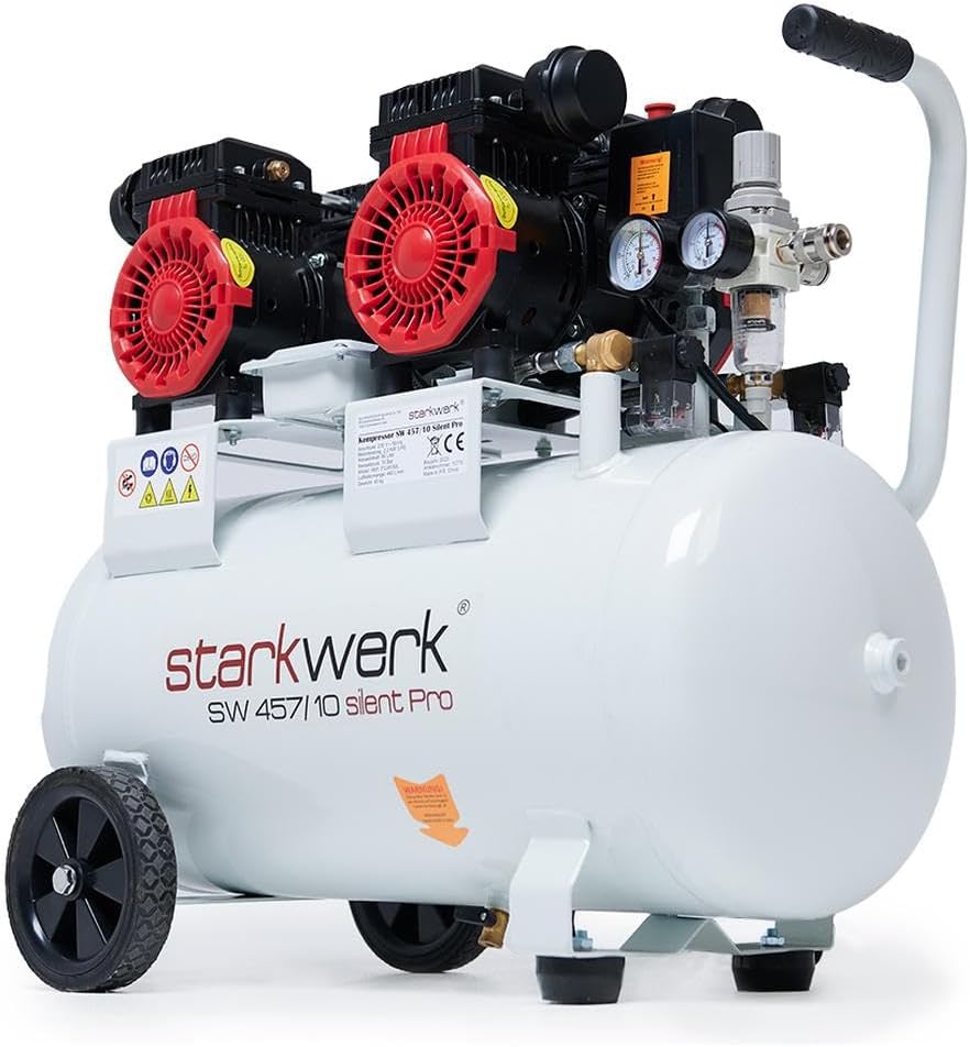 Flüsterkompressor Druckluftkompressor Kompressor 230 Volt 10 Bar 2,2 KW 50 Liter – Automatisch