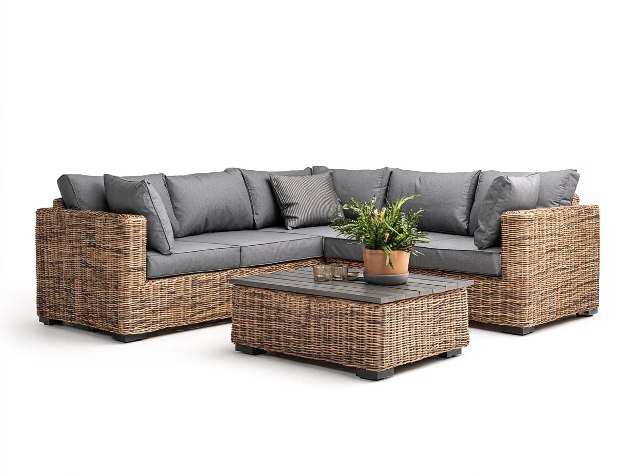 Gartensofa-Polyrattan-228x228x79 cm-Grau-Modernes Lounge Design-Loftgetnest
