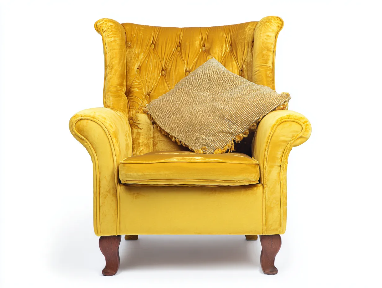 Sessel-Stoff-Holz-87x95x101 cm-Gelb-klassischer Stil-Loftgetnest