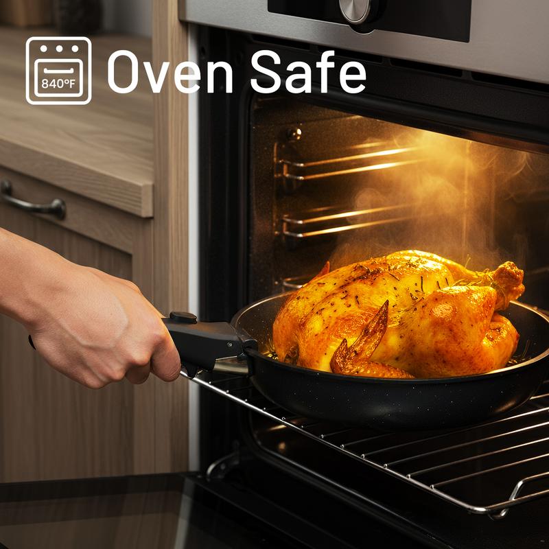 EricCherry Non-Toxic Multifunctional Non-Stick 22pcs pots and pans set,complete Cookware Set with Lids Detachable Handle,PFASFree,RV cook,Healthy,milk pan,Outdoor Compatible Stackable,Nonstick Induction,Easy Care,Kitchen,Mother’s Day gift