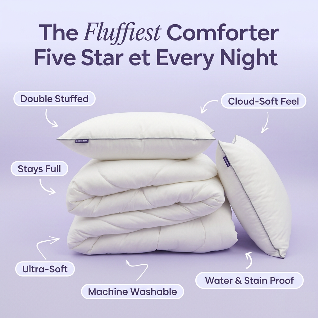 Mellow Sleep | MarshMellow Comforter - Double-Stuffed Ultra-Soft A-Class Fabric Heat-Adaptive Vegan Fill OEKO-TEX Certified Machine Washable