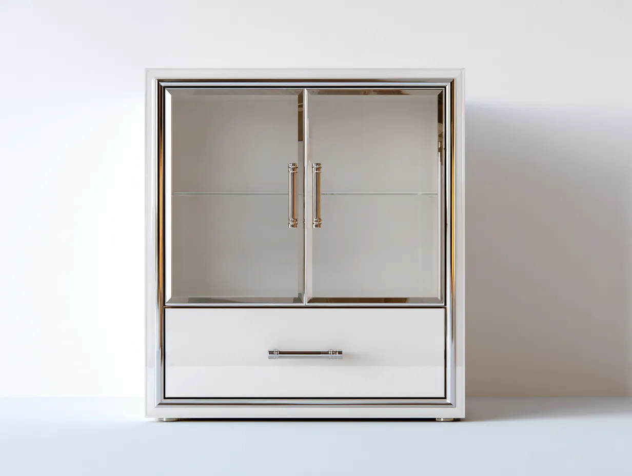 Vetrina - legno-vetro-metallo - 92x44x150 cm - bianco - stile moderno-Cozyuphut