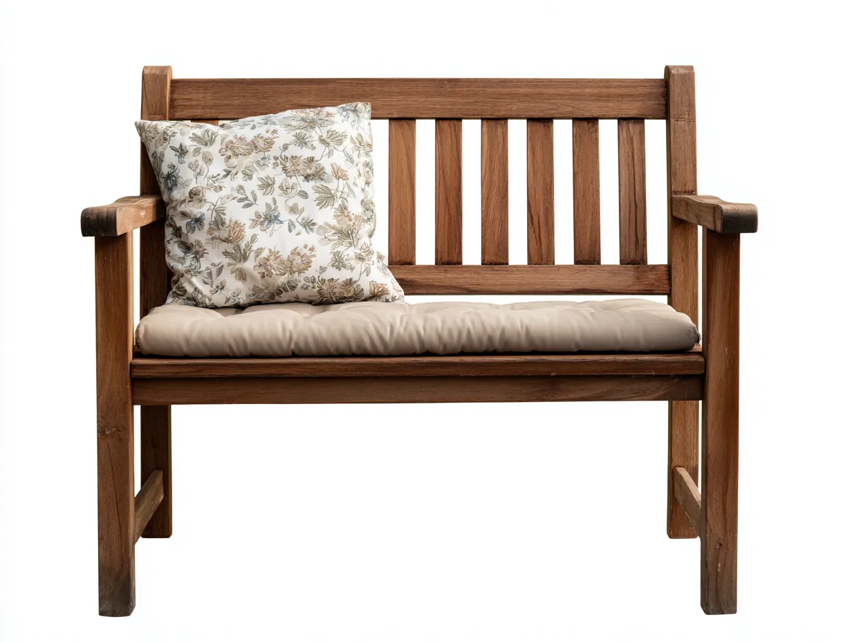 Panche da giardino - legno massello-tessuto - 118x57x88 cm - marrone-beige - design classico compatto-Cozyuphut