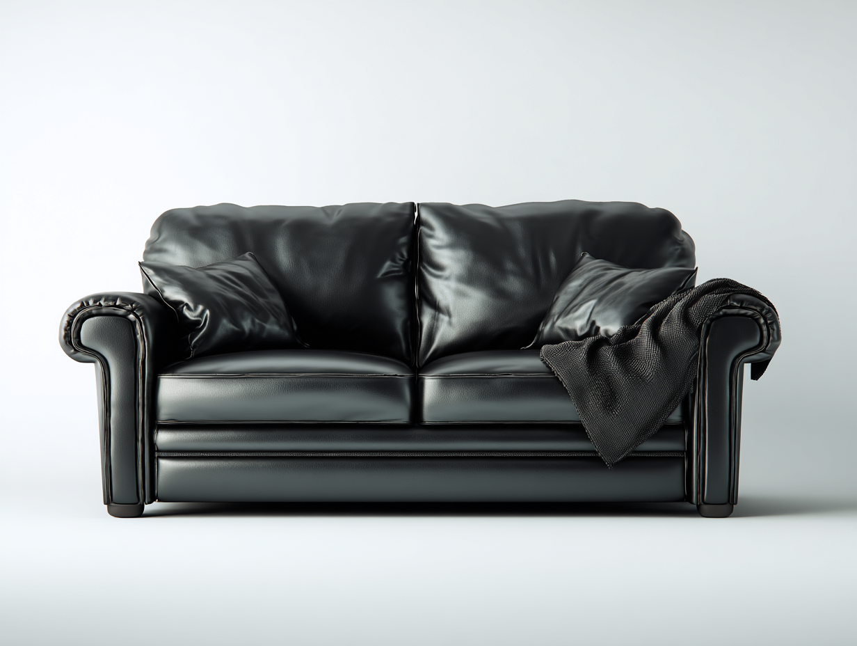 Canapé 2 places revêtement cuir 180x90x85 cm - noir - design contemporain-Casauphut