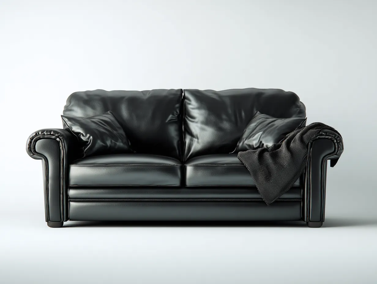 Canapé 2 places revêtement cuir 180x90x85 cm - noir - design contemporain-Casauphut