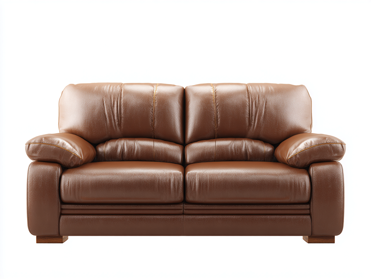 Canapé 2 places - revêtement en simili cuir et structure en bois - 170x95x90 cm - marron - style classique-Casauphut