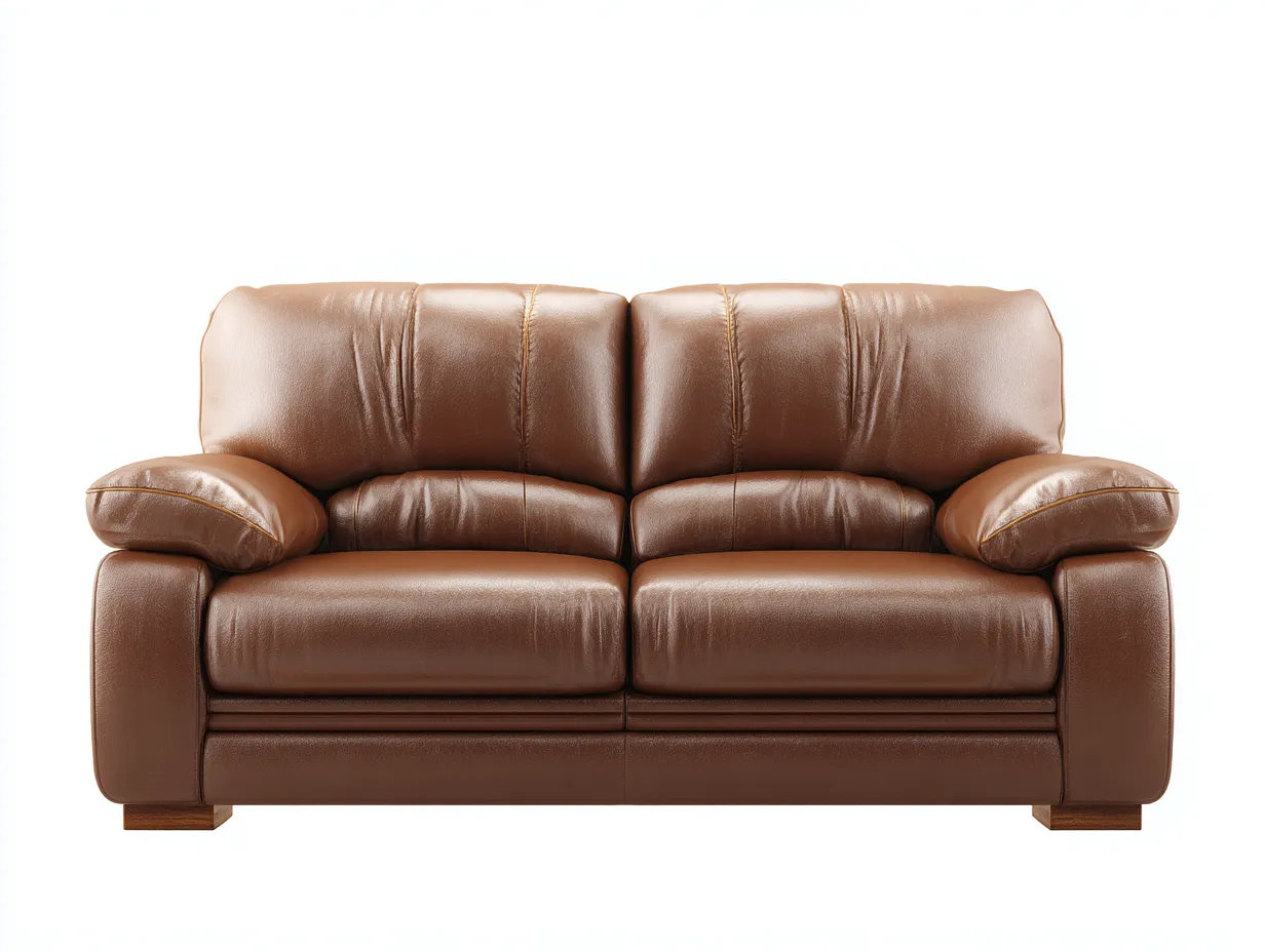 Canapé 2 places - revêtement en simili cuir et structure en bois - 170x95x90 cm - marron - style classique-Casauphut