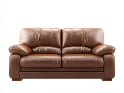 Canapé 2 places - revêtement en simili cuir et structure en bois - 170x95x90 cm - marron - style classique-Casauphut