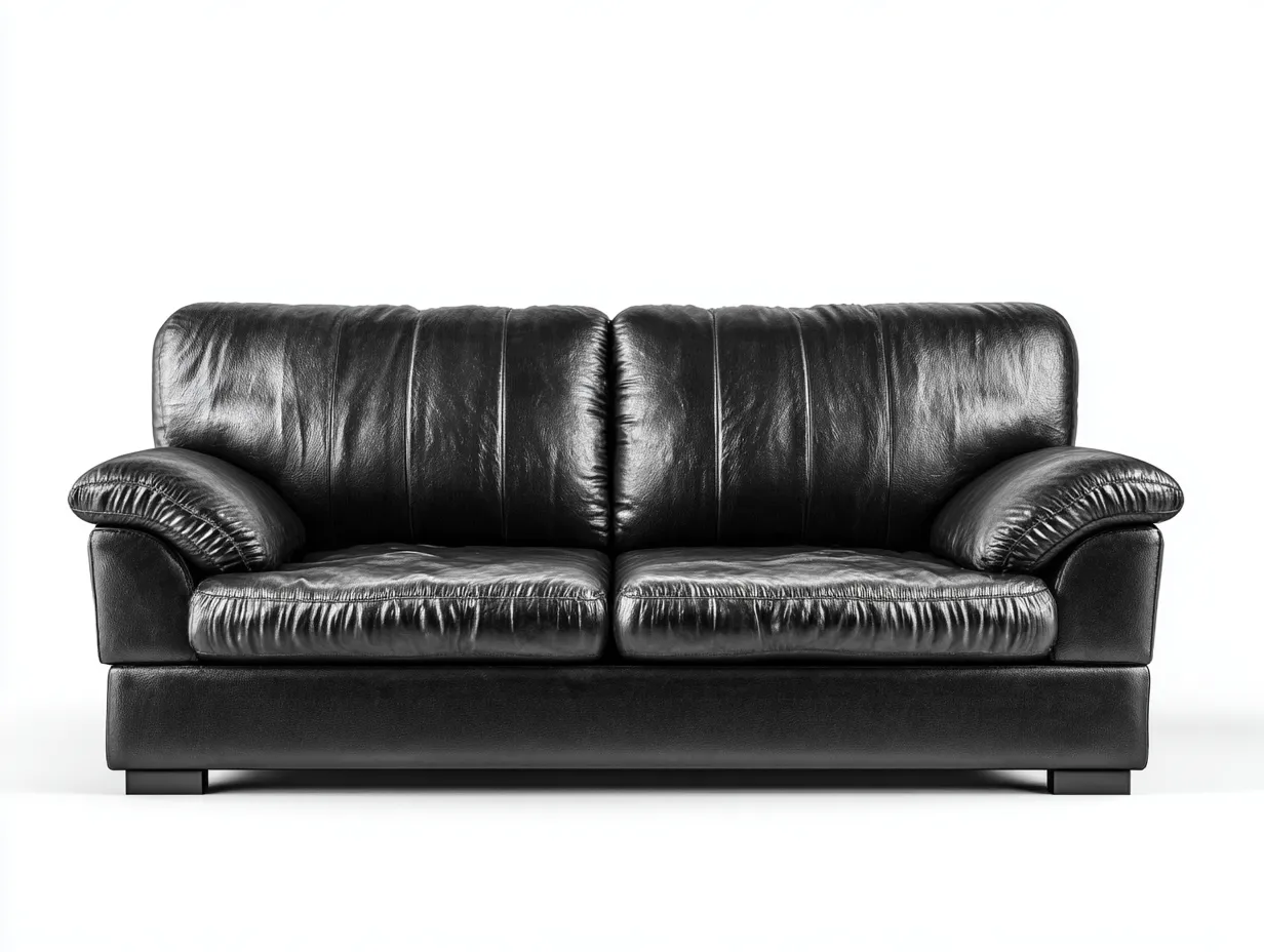 Canapé 2 places revêtement cuir et structure robuste 170x90x85 cm - Noir - Confort classique-Casauphut