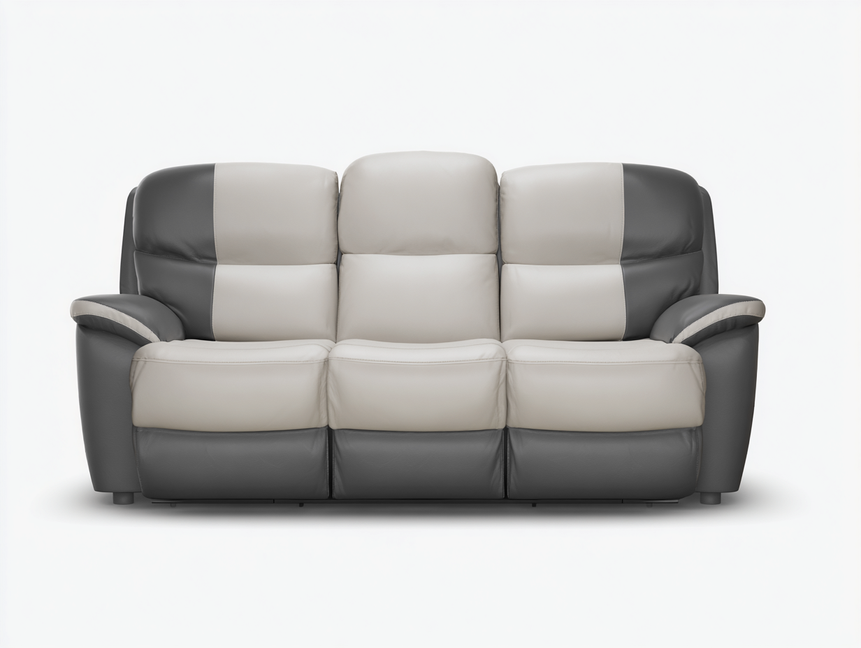 Canapé relax - revêtement en simili cuir et structure en bois - 200x95x100 cm - gris clair-gris foncé - style contemporain-Casauphut