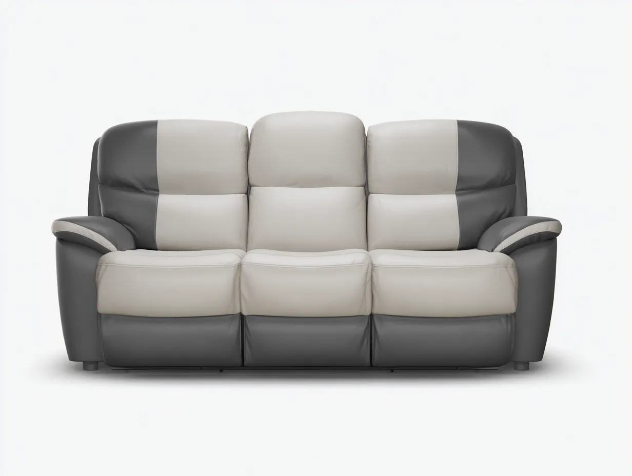 Canapé relax - revêtement en simili cuir et structure en bois - 200x95x100 cm - gris clair-gris foncé - style contemporain-Casauphut