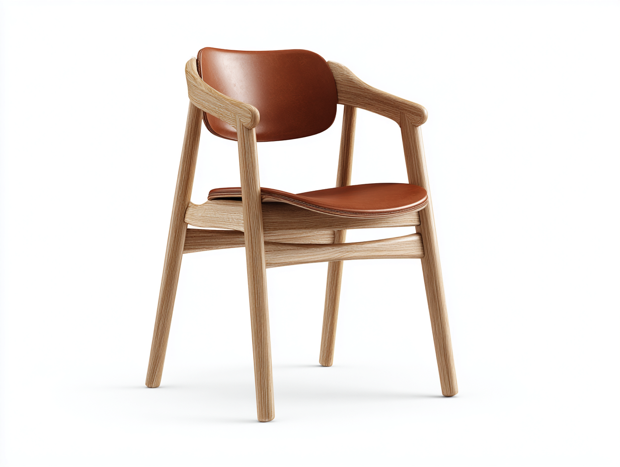 Chaise de salle à manger bois massif et assise cuir 55x52x78 cm - marron et bois naturel - design moderne-Casauphut