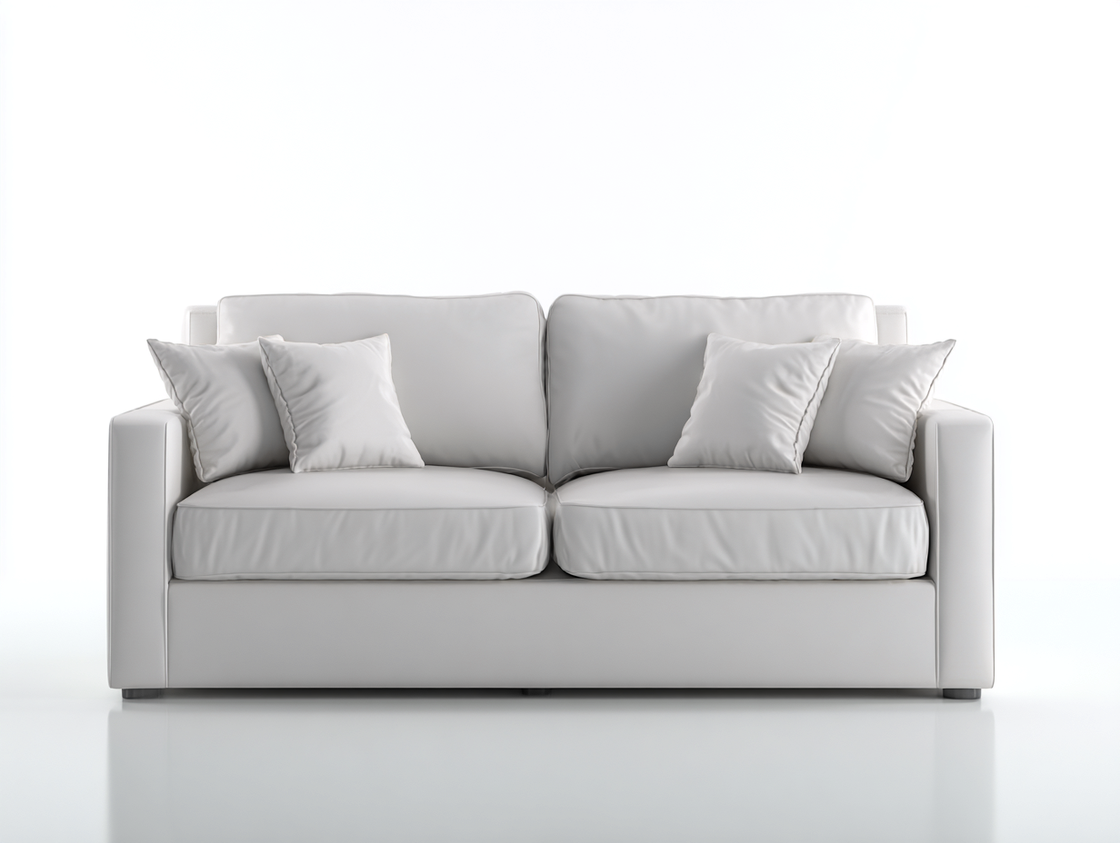 Canapé 2 places revêtement tissu 180x90x85 cm - blanc - style contemporain-Casauphut