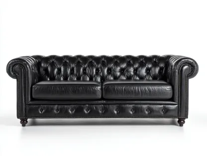 Canapé 2 places en cuir capitonné 178x92x78 cm - noir - style classique-Casauphut