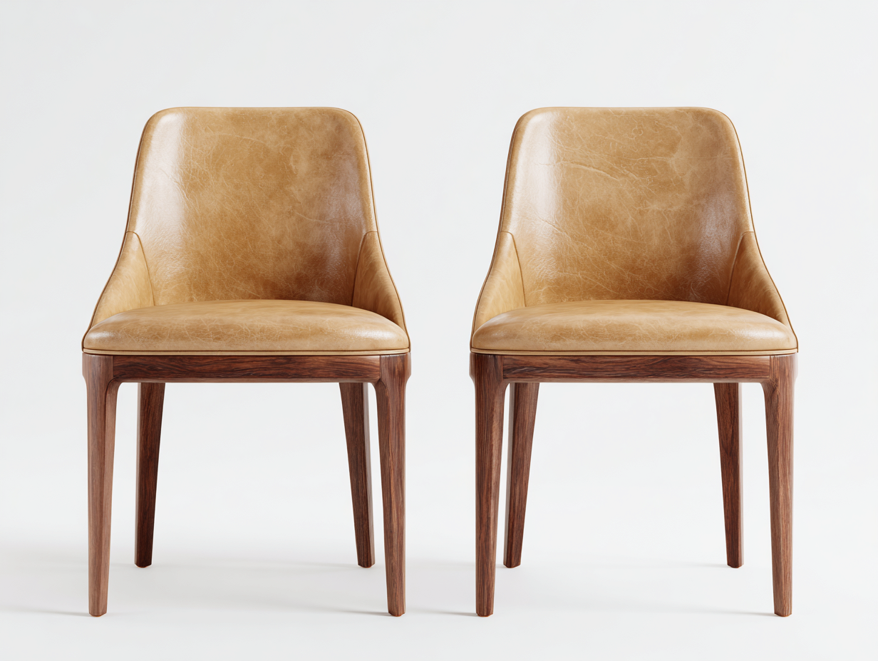 Chaise de salle à manger - revêtement en simili cuir et structure en bois - 56x60x82 cm - camel-marron - design moderne-Casauphut