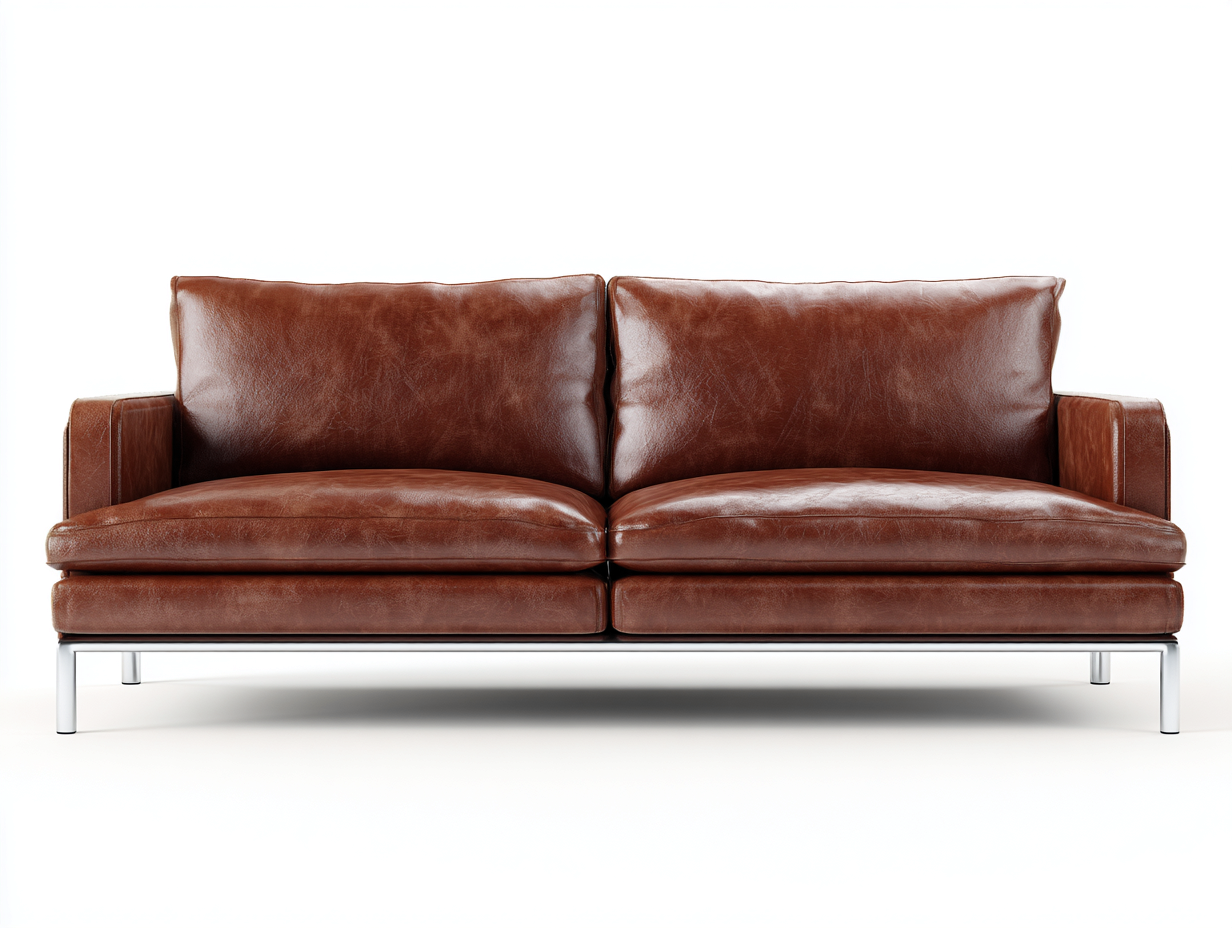 Canapé 2 places revêtement similicuir 190x90x80 cm - marron caramel - design contemporain-Casauphut