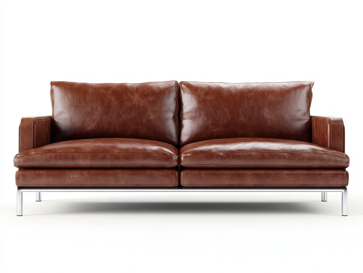 Canapé 2 places revêtement similicuir 190x90x80 cm - marron caramel - design contemporain-Casauphut