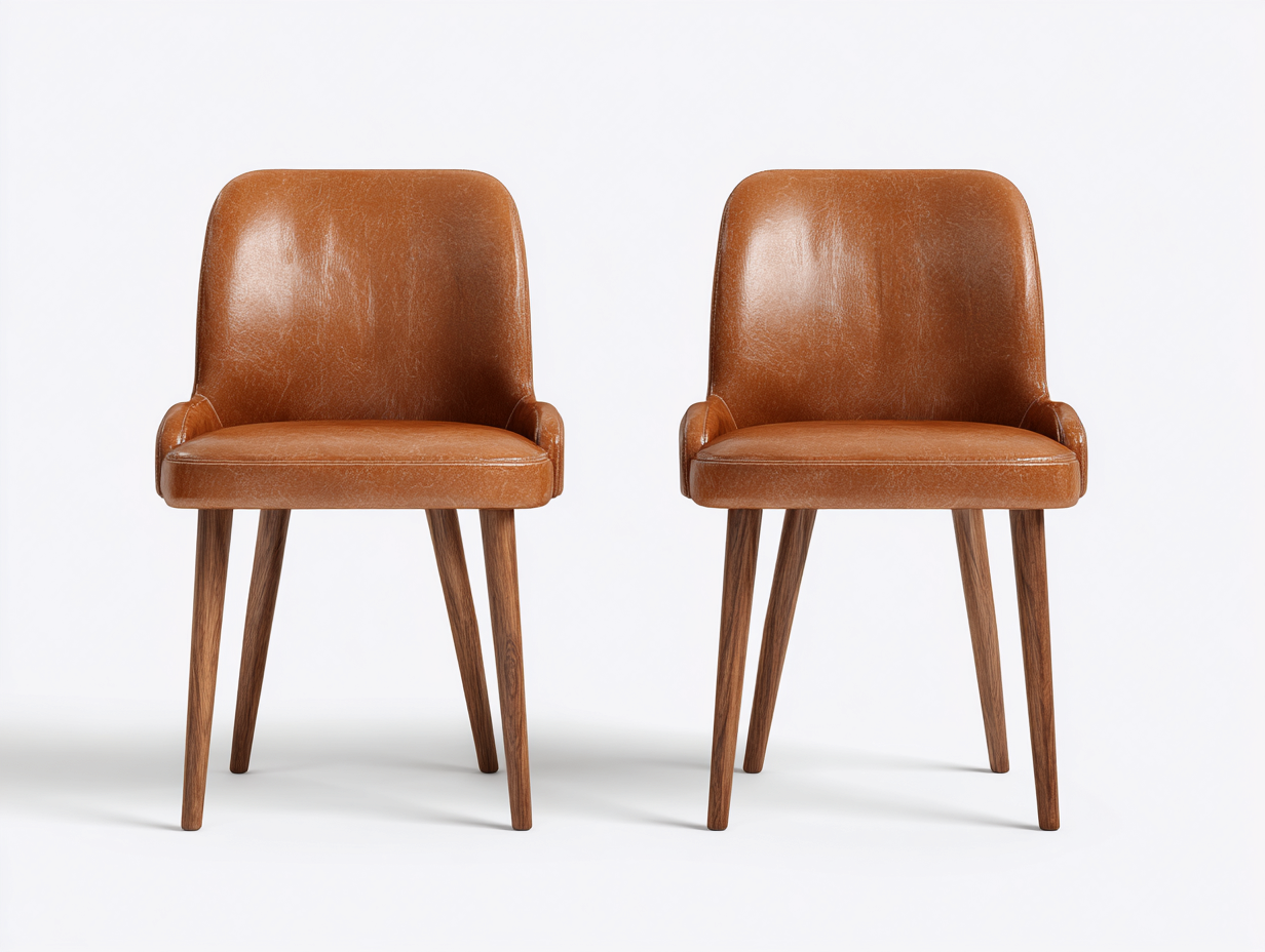 Chaise de salle à manger revêtement similicuir 55x50x80 cm - marron caramel - design moderne-Casauphut