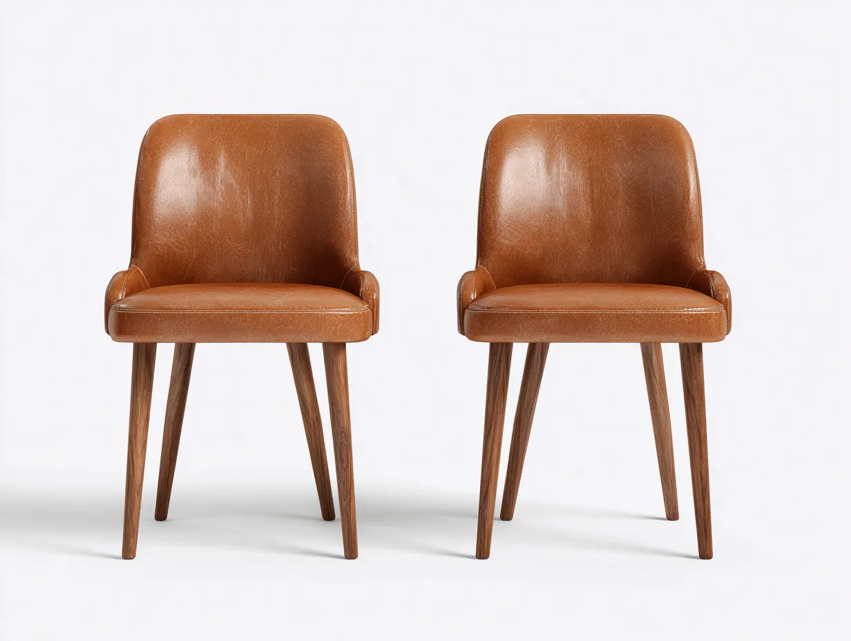 Chaise de salle à manger revêtement similicuir 55x50x80 cm - marron caramel - design moderne-Casauphut