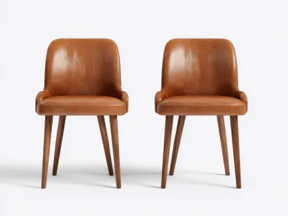 Chaise de salle à manger revêtement similicuir 55x50x80 cm - marron caramel - design moderne-Casauphut