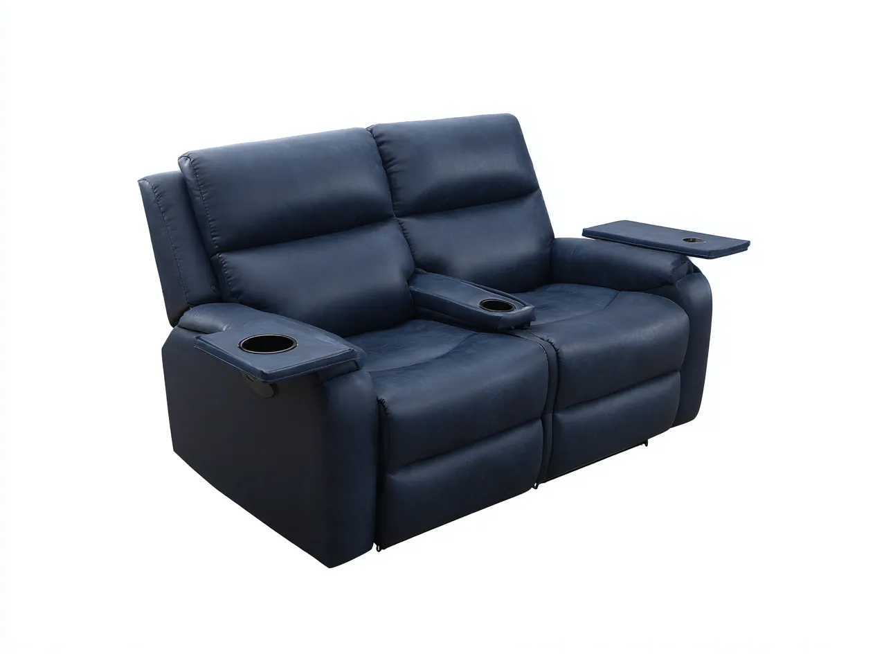 Canapé relax revêtement tissu technique et structure renforcée 195x95x105 cm - Bleu marine - Confort fonctionnel-Casauphut