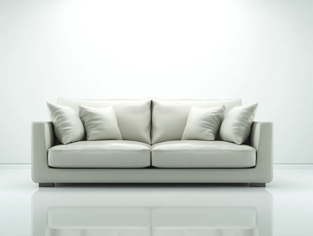 Canapé 2 places - revêtement en tissu et structure en bois - 190x96x88 cm - blanc cassé - style contemporain-Casauphut