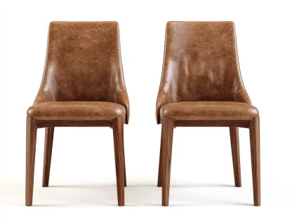 Chaise de salle à manger rembourrée en similicuir 48x55x88 cm - marron - style chaleureux-Casauphut