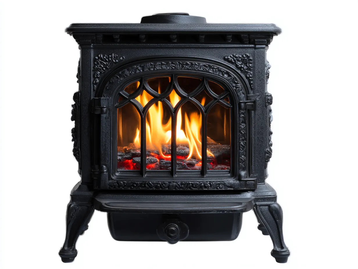 Kamin - Gusseisen - 63x49x76 cm - Schwarz - gotischer Stil-Cottahut