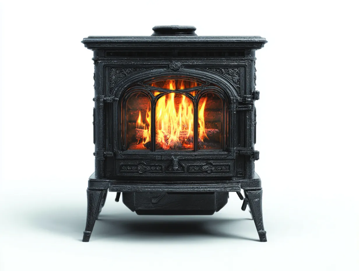 Kamin - Gusseisen - 62x48x74 cm - Schwarz - klassischer Stil-Cottahut