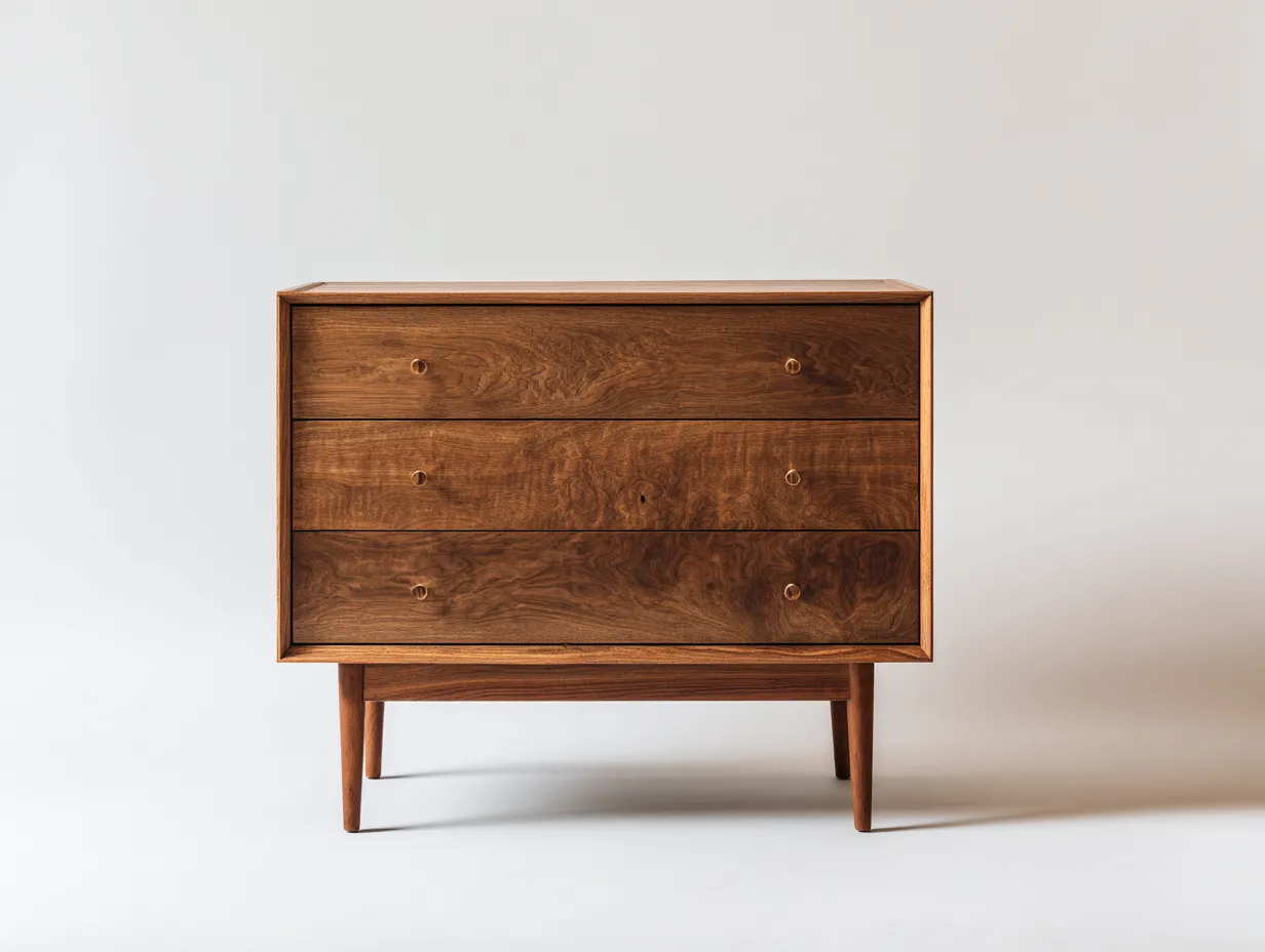 Kommode mit Schubladen-Holz-Massivholz-88x45x82 cm-Nussbaum-Moderner Mid-Century-Stil-Cottahut