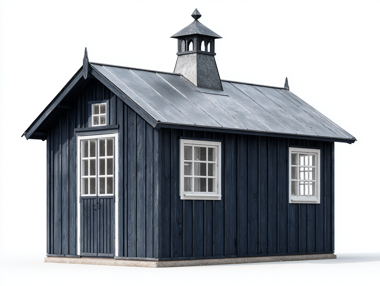 Casetta da giardino - Legno-Metallo - 300x220x245 cm - Blu scuro-Bianco - Stile classico-Nestuply