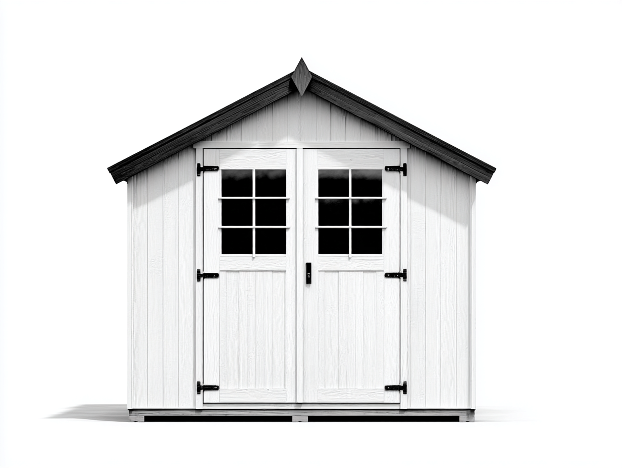 Casetta da giardino - Legno - 220x180x220 cm - Bianco-Nero - Stile essenziale-Nestuply