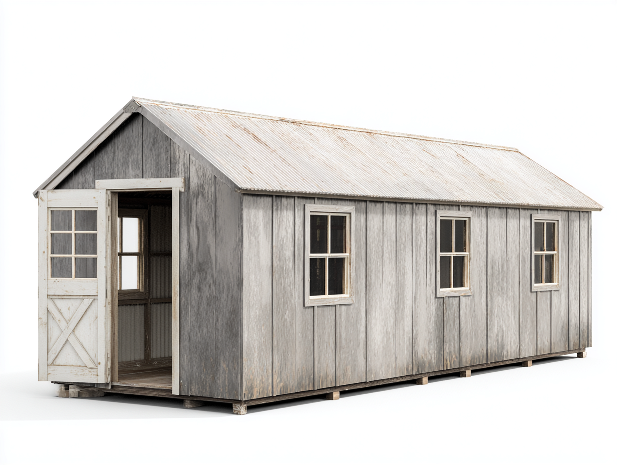 Casetta da giardino - Legno-Metallo - 345x235x245 cm - Grigio invecchiato-Bianco - Stile rustico-Nestuply