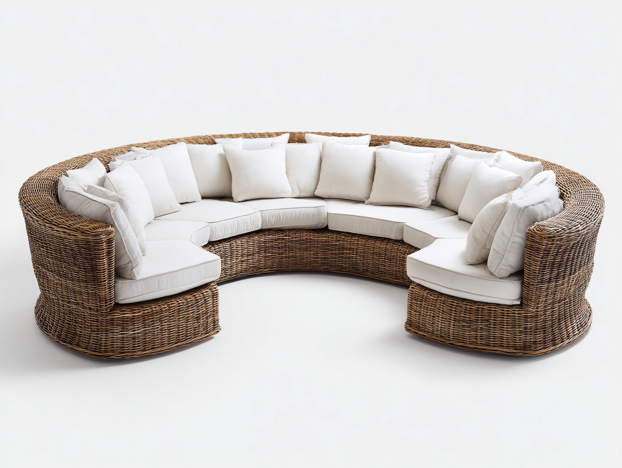 Divani da esterno - rattan-tessuto - 330x165x85 cm - naturale-bianco - design moderno-Nestuply