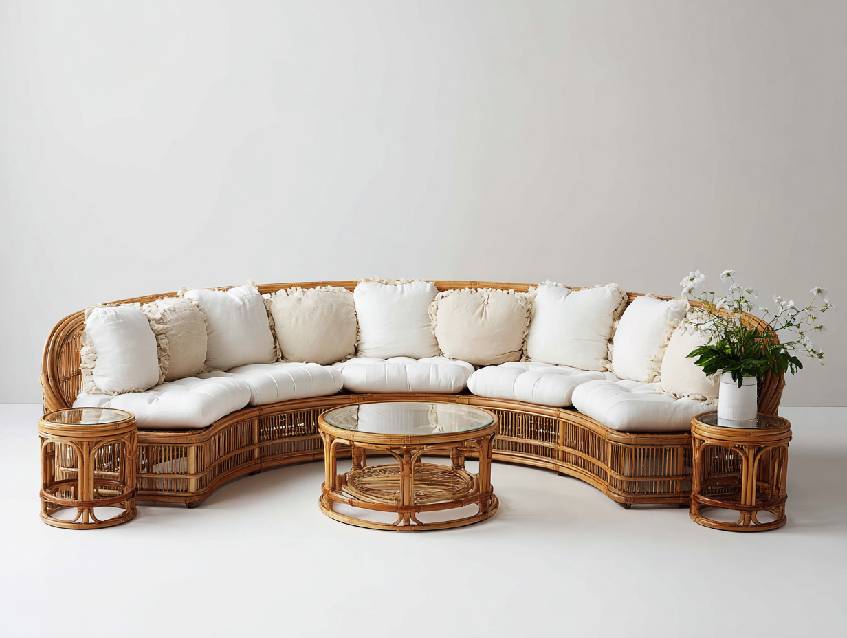 Divani da esterno - rattan-tessuto - 340x170x86 cm - naturale-bianco - design moderno-Nestuply