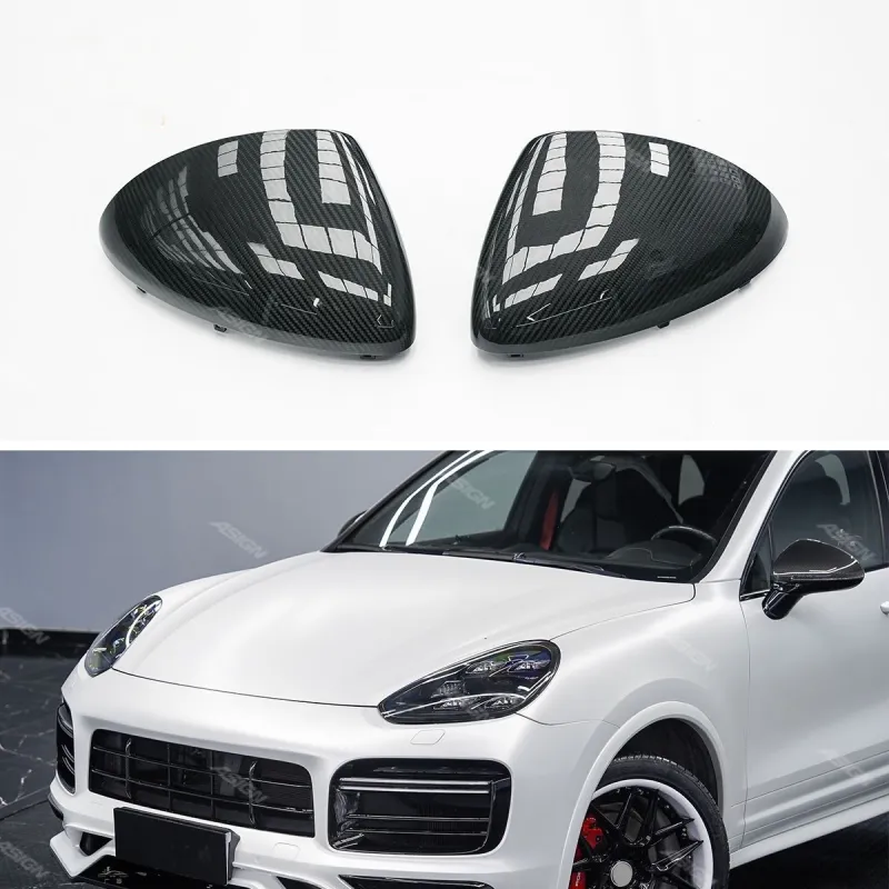 Carbon Fiber Rearview Side Mirror Cover Replacement for Porsche Cayenne 958.2 2015–2017