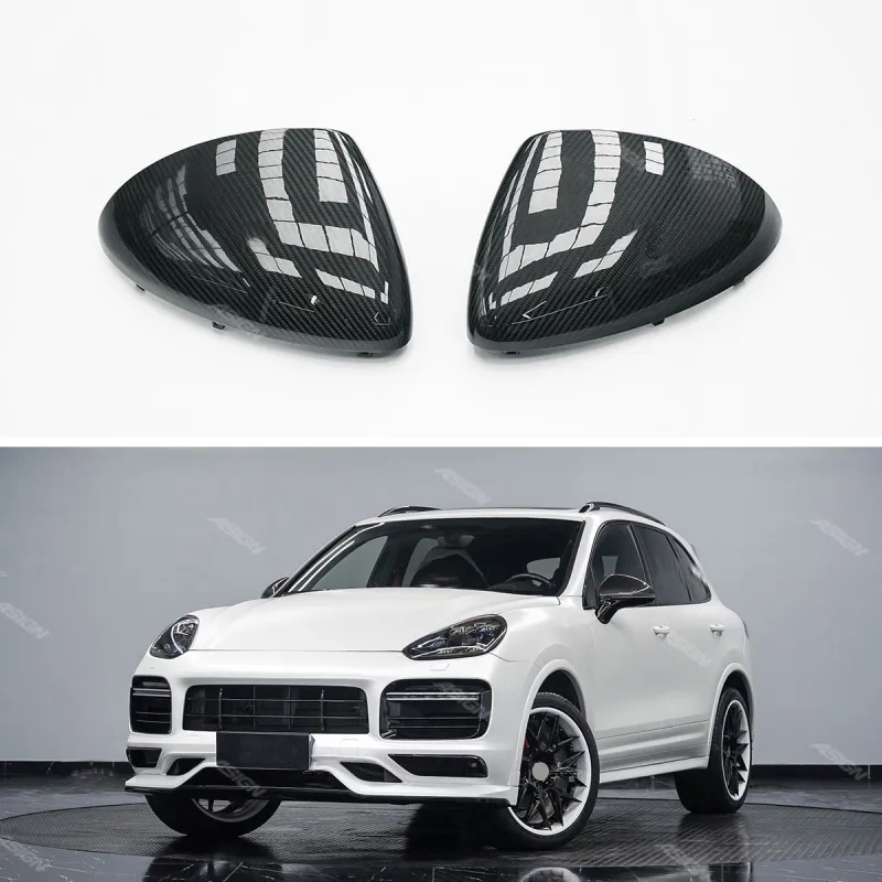 Carbon Fiber Rearview Side Mirror Cover Replacement for Porsche Cayenne 958.2 2015–2017