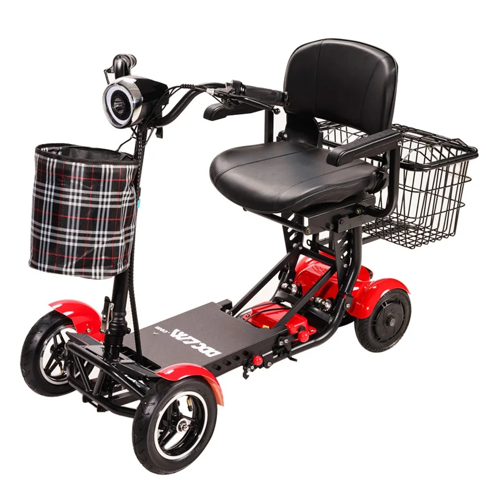 2026 New Four Wheels Compact Foldable Lightest Lithium Battery Handicapped Elderly Patients Mobility Electric Scooter