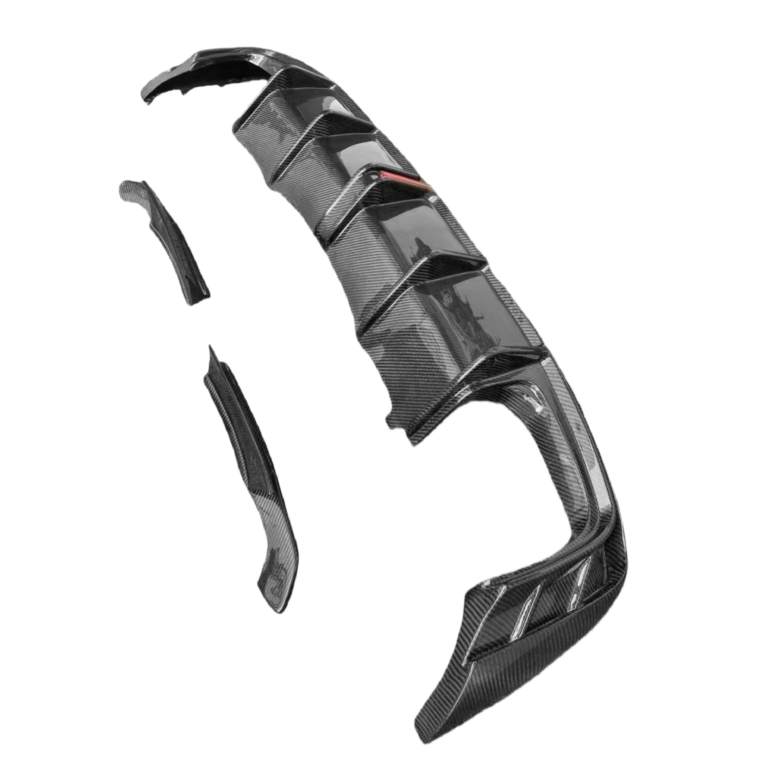 3 PCS Carbon Fiber Car Bumpers Front Lip Rear Bumper Diffuser With LED Light Spoiler for Audi A4 B10 Sports 2021+ A4 Diffuser